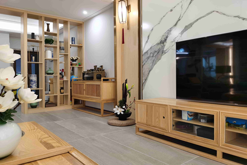 海口市保利中央海岸新中式風(fēng)格復(fù)式裝修案例