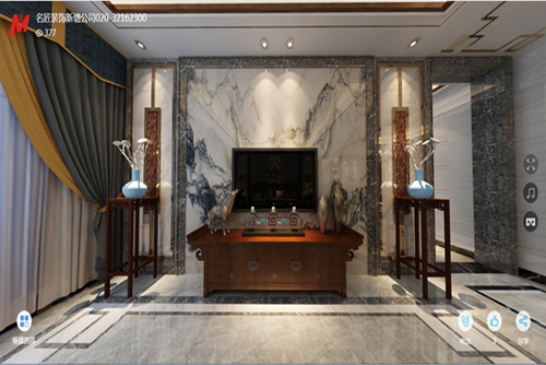 廣州市黃埔花園新中式風(fēng)格五居室裝修案例