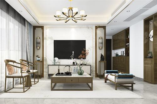 中山市中信美景康城新中式風格三居室裝修案例