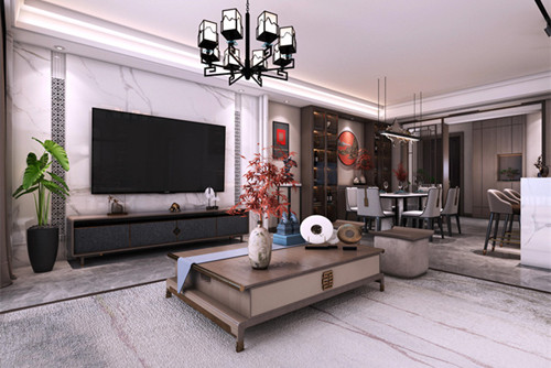 中山市東華居新中式風格三居室裝修案例