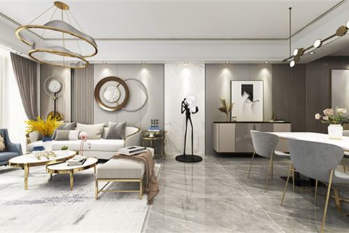 中山市君華新城輕奢風格三居室裝修案例