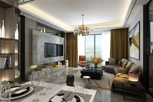 中山市雅居樂萬象郡2期輕奢風格四居室裝修案例