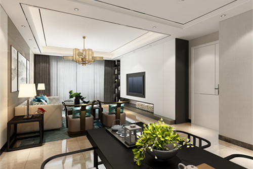 中山市華發觀山水別墅新中式風格四居室裝修案例