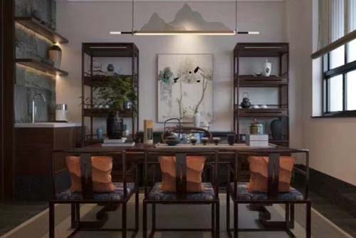 珠海市時代傾城&middot;雙生花新中式風格別墅裝修案例