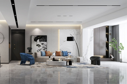 海口市民貿大廈現代簡約風格平層裝修案例