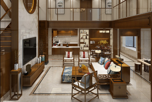 海口市海鑫城新中式風格別墅裝修案例