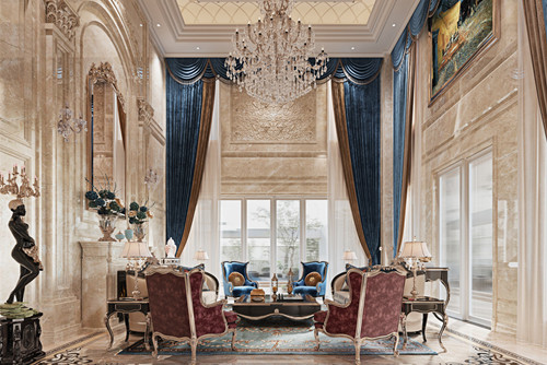 ?？谑袨I河華庭歐式風格別墅裝修案例