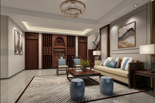 海口市鳳翔山莊新中式風格別墅裝修案例